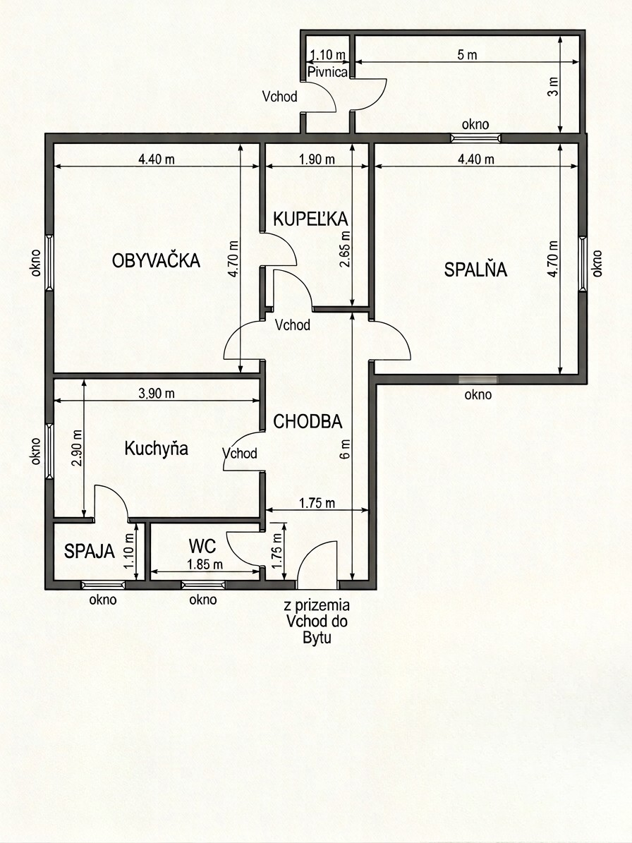 Nadštandardný 2i tehlový byt (69 m²) na rekonštrukciu