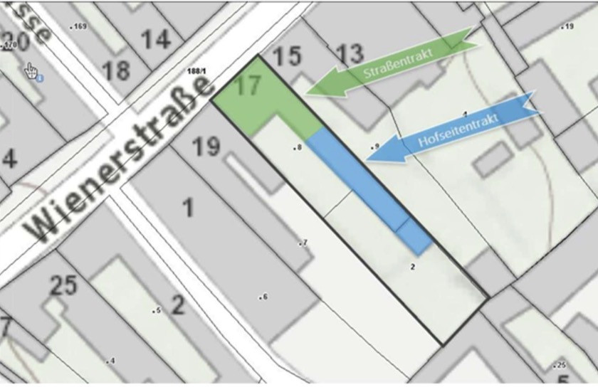 POZEMOK S EXISTUJÚCIMI STAVBAMI V CENTRE HAINBURGU