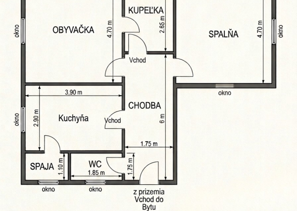 Nadštandardný 2i tehlový byt (69 m²) na rekonštrukciu