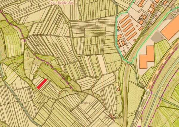 NA PREDAJ -  vinohrad, 870 m2 v lukratívnej lokalite – Svätý Jur (k. ú. Pezinok)